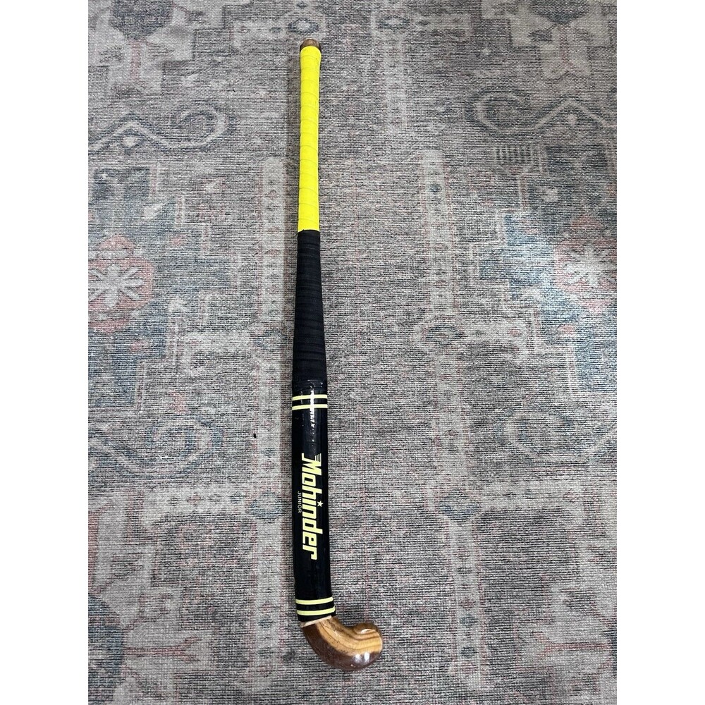 Vintage Mohinder Junior Field Hockey Stick Wooden 35" Youth Kids Black Yellow